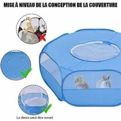 Fei Yu Parc Pour Petit Animal Avec Housse - Cage Pliable Et Portable - Imperméable - Respirant - Pour Lapin, écureuil, Chaton, Chiot, Chinchilla Et Hérisson - Bleu -Niche, chenil, enclos et parc pour chien Soldes 2022 55599950 4