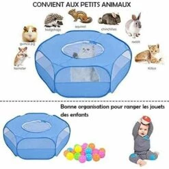 Fei Yu Parc Pour Petit Animal Avec Housse - Cage Pliable Et Portable - Imperméable - Respirant - Pour Lapin, écureuil, Chaton, Chiot, Chinchilla Et Hérisson - Bleu -Niche, chenil, enclos et parc pour chien Soldes 2022 55599950 5