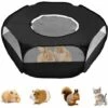 Fei Yu Parc Pour Petit Animal Avec Couverture, Cage Pliable, Portable, Imperméable Et Respirante, Pour Lapin, écureuil, Chaton, Chiot, Chinchilla Et Hérisson (Noir)