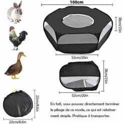 Fei Yu Parc Pour Petit Animal Avec Couverture, Cage Pliable, Portable, Imperméable Et Respirante, Pour Lapin, écureuil, Chaton, Chiot, Chinchilla Et Hérisson (Noir) -Niche, chenil, enclos et parc pour chien Soldes 2022 55599951 4