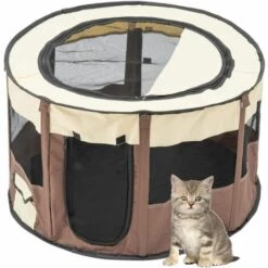 Fei Yu Clôture Ronde Intérieure/extérieure Pour Parc Animalier Portable Pliable (Coffee-S)