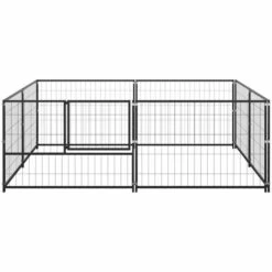 INLIFE Chenil Noir 4 M² Acier -Niche, chenil, enclos et parc pour chien Soldes 2022 55640502 3
