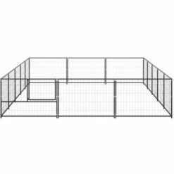 INLIFE Chenil Noir 15 M² Acier -Niche, chenil, enclos et parc pour chien Soldes 2022 55641687 3