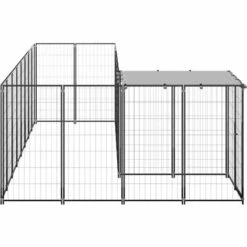 INLIFE Chenil Noir 6,05 M² Acier -Niche, chenil, enclos et parc pour chien Soldes 2022 55642451 3