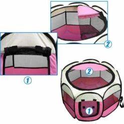 Parc Pour Animaux Pliable Parc Pour Chiens En Déplacement Enclos Pour Chats En Déplacement Parc Pour Chiots En Polyester(73 X 73 X 43 Cm)-Macaron -Niche, chenil, enclos et parc pour chien Soldes 2022 55826155 4