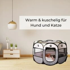 Parc Pour Animaux Pliable Parc Pour Chiens En Déplacement Enclos Pour Chats En Déplacement Parc Pour Chiots En Polyester(73 X 73 X 43 Cm)-Macaron -Niche, chenil, enclos et parc pour chien Soldes 2022 55826155 5