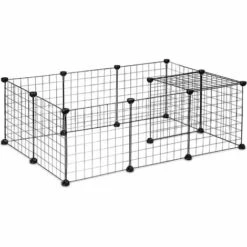 STOMO Enclos Pour Petits Animaux Domestiques DIY Parc Extensible Cage Grille Clapier Grillage Pack De 12, Noir -Niche, chenil, enclos et parc pour chien Soldes 2022 55942904 3