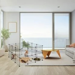 STOMO Enclos Pour Petits Animaux Domestiques DIY Parc Extensible Cage Grille Clapier Grillage Pack De 12, Noir -Niche, chenil, enclos et parc pour chien Soldes 2022 55942904 5