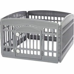 Iris Ohyama, Parc à Chiot / Enclos Chien Porte à 2 Verrous & Clips Modulable, Résistant Aux Intempéries, Pour Chien - Pet CircleCI-604E, Gris Métalisé -Niche, chenil, enclos et parc pour chien Soldes 2022 56131192 3