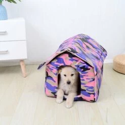 LUCKY-88 Niche Pour Animaux De Compagnie Pliable Et Lavable Toile Imperméable Intérieure Et Extérieure Maison Chaude Pour Animaux De Compagnie (camouflage Rouge S: 33*30*33) -Niche, chenil, enclos et parc pour chien Soldes 2022 56364570 3