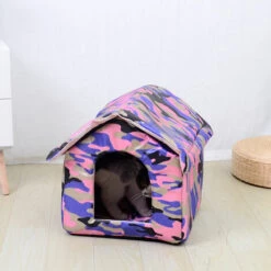 LUCKY-88 Niche Pour Animaux De Compagnie Pliable Et Lavable Toile Imperméable Intérieure Et Extérieure Maison Chaude Pour Animaux De Compagnie (camouflage Rouge S: 33*30*33) -Niche, chenil, enclos et parc pour chien Soldes 2022 56364570 4