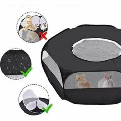 LTS FAFA Parc Pour Petits Animaux, Ten Te Cage Pour Animaux Compagnie, Parc à Animaux Pliable, Parc Petits Animaux, Avec Couvercle Supérieur Anti évasion, Pour Chaton Lapins Lapin Hamster Chinchillas (Noir) -Niche, chenil, enclos et parc pour chien Soldes 2022 56405898 4