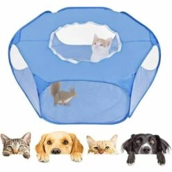 LTS FAFA Parc Pour Petits Animaux, Ten Te Cage Pour Animaux Compagnie, Parc à Animaux Pliable, Parc Petits Animaux, Avec Couvercle Supérieur Anti évasion, Pour Chaton Lapins Lapin Hamster Chinchillas (Bleu)