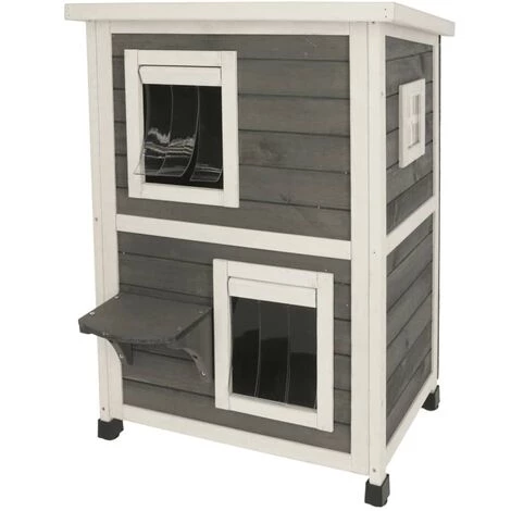 Maison D'extérieur Pour Chats Family 57x55x80 Cm Gris Et Blanc Kerbl - Multicolore 1 Maison D'extérieur Pour Chats Family 57x55x80 Cm Gris Et Blanc Kerbl - Multicolore