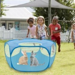 DENUOTOP Enclos Et Parc Pour Chien 2020 Nouvelle Clôture Pour Petits Animaux, Cage Pliable Pour Animaux De Compagnie Avec Couvercle Supérieur Pour Empêcher L'évasion, Clôture Escamotable à Usage Intérieur/extérieur Respirante Et Transparente Chaton, Chiot