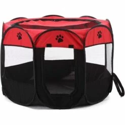 LANGRAY Chien Pet Playpen, Chien Pliable Tente, Résistant à L'eau, Abat-Jour Amovible Pen Kennel Pour Chien, Chat, Chiot (Rouge)-91*91*58cm
