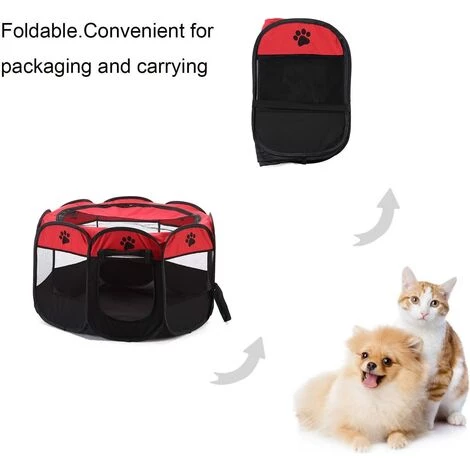 LANGRAY Chien Pet Playpen, Chien Pliable Tente, Résistant à L'eau, Abat-Jour Amovible Pen Kennel Pour Chien, Chat, Chiot (Rouge)-91*91*58cm 2 LANGRAY Chien Pet Playpen, Chien Pliable Tente, Résistant à L'eau, Abat-Jour Amovible Pen Kennel Pour Chien, Chat, Chiot (Rouge)-91*91*58cm – Image 2