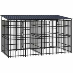 TRUE DEAL Chenil D'extérieur Avec Toit Pour Chiens Acier 7,37 M² -Niche, chenil, enclos et parc pour chien Soldes 2022 57826357 4