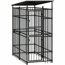 TRUE DEAL Chenil D'extérieur Avec Toit Pour Chiens Acier 1,84 M²