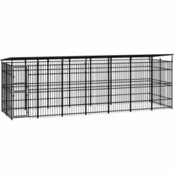 TRUE DEAL Chenil D'extérieur Avec Toit Pour Chiens Acier 12,9 M²