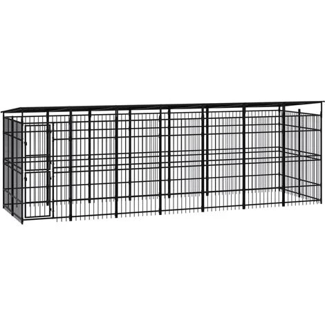 TRUE DEAL Chenil D'extérieur Avec Toit Pour Chiens Acier 12,9 M² 1 TRUE DEAL Chenil D'extérieur Avec Toit Pour Chiens Acier 12,9 M²