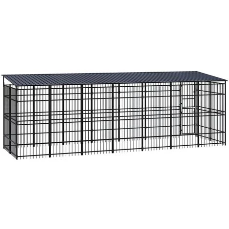 TRUE DEAL Chenil D'extérieur Avec Toit Pour Chiens Acier 12,9 M² 4 TRUE DEAL Chenil D'extérieur Avec Toit Pour Chiens Acier 12,9 M² – Image 4