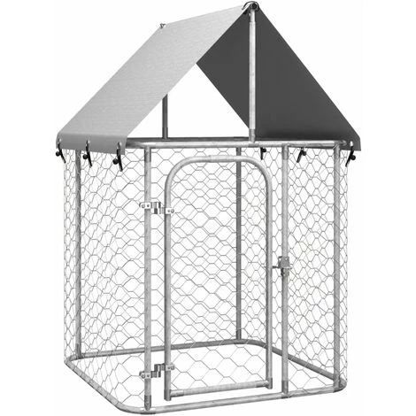 VidaXL Chenil Extérieur Avec Toit 100x100x150 Cm - Argent 1 VidaXL Chenil Extérieur Avec Toit 100x100x150 Cm - Argent