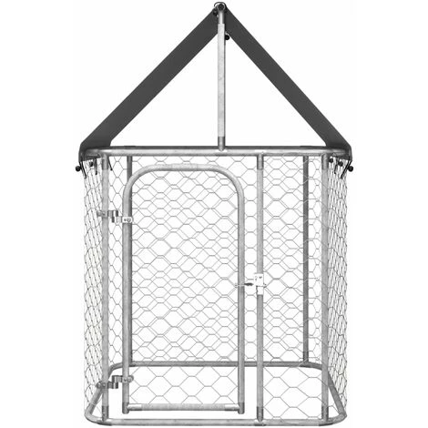 VidaXL Chenil Extérieur Avec Toit 100x100x150 Cm - Argent 2 VidaXL Chenil Extérieur Avec Toit 100x100x150 Cm - Argent – Image 2