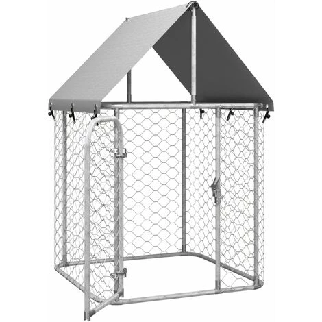 VidaXL Chenil Extérieur Avec Toit 100x100x150 Cm - Argent 4 VidaXL Chenil Extérieur Avec Toit 100x100x150 Cm - Argent – Image 4