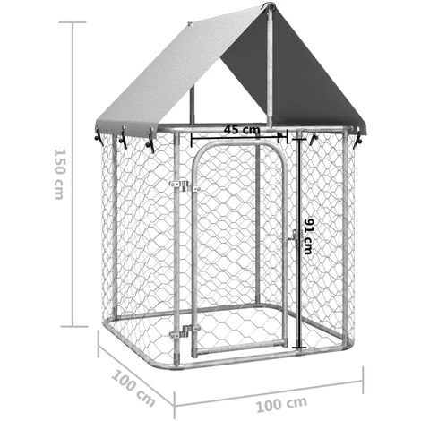 VidaXL Chenil Extérieur Avec Toit 100x100x150 Cm - Argent 5 VidaXL Chenil Extérieur Avec Toit 100x100x150 Cm - Argent – Image 5