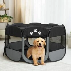 IDMARKET Enclos Pliable Pour Animaux Parc Chien Et Chat 110 X 110 X 64 CM