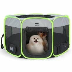 Pecute Parc Pour Chien, Parc Chiot Pliable Solide 100x100x59 Cm, Enclos Chien Grande Taille Avec Fond Etanche Antidérapant Et Sortie De Déchet, Tente Pour Chien Chat Lapin Chiot Intérieur Extérieur