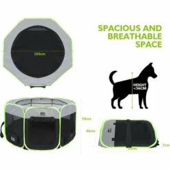 Pecute Parc Pour Chien, Parc Chiot Pliable Solide 100x100x59 Cm, Enclos Chien Grande Taille Avec Fond Etanche Antidérapant Et Sortie De Déchet, Tente Pour Chien Chat Lapin Chiot Intérieur Extérieur -Niche, chenil, enclos et parc pour chien Soldes 2022 58115003 5