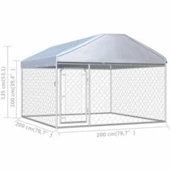 INLIFE Chenil Extérieur Avec Toit Pour Chiens 200 X 200 X 135 Cm -Niche, chenil, enclos et parc pour chien Soldes 2022 58274264 5