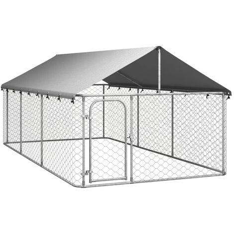 INLIFE Chenil Extérieur Avec Toit Pour Chiens 400x200x150 Cm 1 INLIFE Chenil Extérieur Avec Toit Pour Chiens 400x200x150 Cm