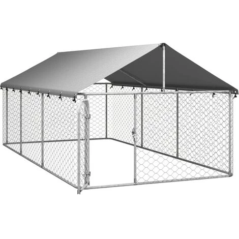 INLIFE Chenil Extérieur Avec Toit Pour Chiens 400x200x150 Cm 4 INLIFE Chenil Extérieur Avec Toit Pour Chiens 400x200x150 Cm – Image 4