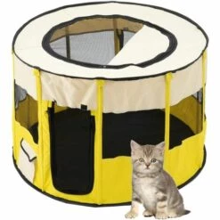 GALOZZOIT Clôture Ronde Intérieure/extérieure Pour Parc Animalier Portable Pliable (Yellow-S)