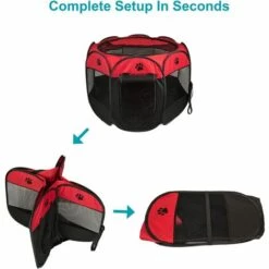 GALOZZOIT Style Parc Chien Parc à Chiot Enclos Pour Chiens Chats Lapins Pliable Utiliser à L'intérieur Et à L'extérieur (Rouge) -Niche, chenil, enclos et parc pour chien Soldes 2022 58657753 3