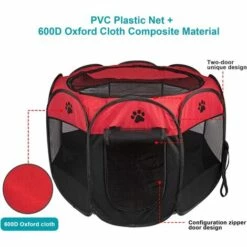 GALOZZOIT Style Parc Chien Parc à Chiot Enclos Pour Chiens Chats Lapins Pliable Utiliser à L'intérieur Et à L'extérieur (Rouge) -Niche, chenil, enclos et parc pour chien Soldes 2022 58657753 4
