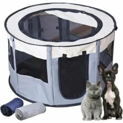 GALOZZOIT Enclos Pliable Parc à Chiots Chien, Chien Pet Playpen Pour Chiens Chats Lapins Et Petits Animaux, Résistant à L'eau Pour L'intérieur Ou L'extérieur (Gris)