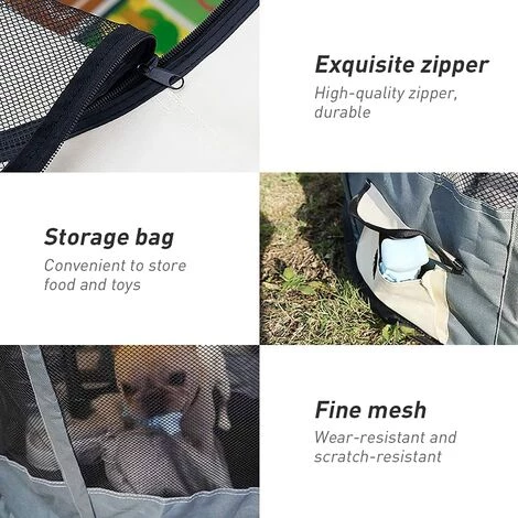GALOZZOIT Enclos Pliable Parc à Chiots Chien, Chien Pet Playpen Pour Chiens Chats Lapins Et Petits Animaux, Résistant à L'eau Pour L'intérieur Ou L'extérieur (Gris) 2 GALOZZOIT Enclos Pliable Parc à Chiots Chien, Chien Pet Playpen Pour Chiens Chats Lapins Et Petits Animaux, Résistant à L'eau Pour L'intérieur Ou L'extérieur (Gris) – Image 2