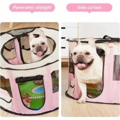 GALOZZOIT Enclos Pliable Parc à Chiots Chien, Chien Pet Playpen Pour Chiens Chats Lapins Et Petits Animaux, Résistant à L'eau Pour L'intérieur Ou L'extérieur (Rose) -Niche, chenil, enclos et parc pour chien Soldes 2022 58657789 4