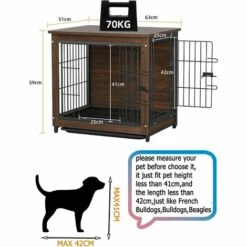 BINGO PAW Cage Pour Chien Intérieur En Bois Cage Chien Meuble 63 X 59 X 51cm 7 BINGO PAW Cage Pour Chien Intérieur En Bois Cage Chien Meuble 63 X 59 X 51cm -Niche, chenil, enclos et parc pour chien Soldes 2022 58753167 3