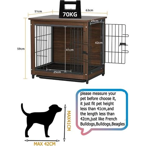 BINGO PAW Cage Pour Chien Intérieur En Bois Cage Chien Meuble 63 X 59 X 51cm 3 BINGO PAW Cage Pour Chien Intérieur En Bois Cage Chien Meuble 63 X 59 X 51cm – Image 3