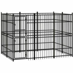 INLIFE Chenil D'extérieur Pour Chiens Acier 5,53 M² - Noir