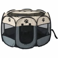 MEDIA WAVE STORE ® Box Tente Pour Chiens Enclos Pour Petits Animaux Pop-Up Beige 65x65cm