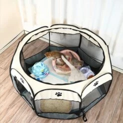 MEDIA WAVE STORE ® Box Tente Pour Chiens Enclos Pour Petits Animaux Pop-Up Beige 65x65cm -Niche, chenil, enclos et parc pour chien Soldes 2022 59189186 3