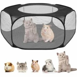 HEGUYEY Parc à Animaux Pliable Parc à Chiots, Parc Enclos Pour Chien Interieur Extérieur Tente Pour Animaux De Compagnie, Imperméable Et Respirant, Pour Chats Lapins Hamsters Chinchillas Hérisson