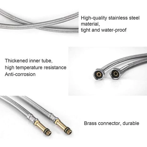 CATHERINE 2pcs Tuyau De Raccordement Flexible,Flexible Robinet,Tuyaux De Raccordement Flexibles,60cm 5 CATHERINE 2pcs Tuyau De Raccordement Flexible,Flexible Robinet,Tuyaux De Raccordement Flexibles,60cm – Image 5