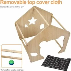 CATHERINE Panier Chat Moelleux, Niche Chien Intérieur Bois Avec Coussin Déhoussable Et Lavable, Maison Pour Chaton, Dimension 49x48x47cm -Niche, chenil, enclos et parc pour chien Soldes 2022 59487621 3